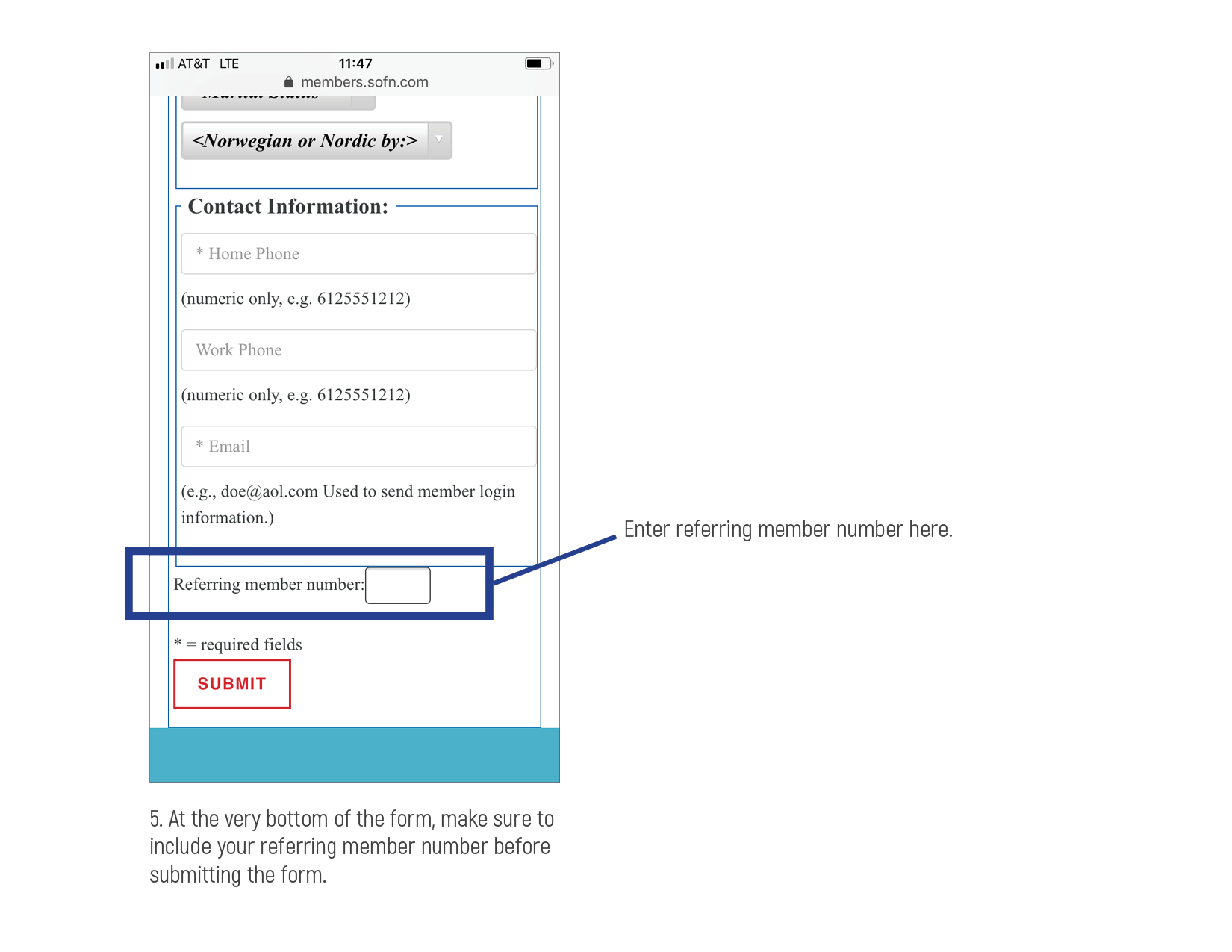 member-signup-mobile3 screenshots of using a mobile device to sign up a new member