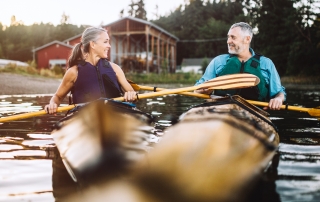 adult couple kayaking