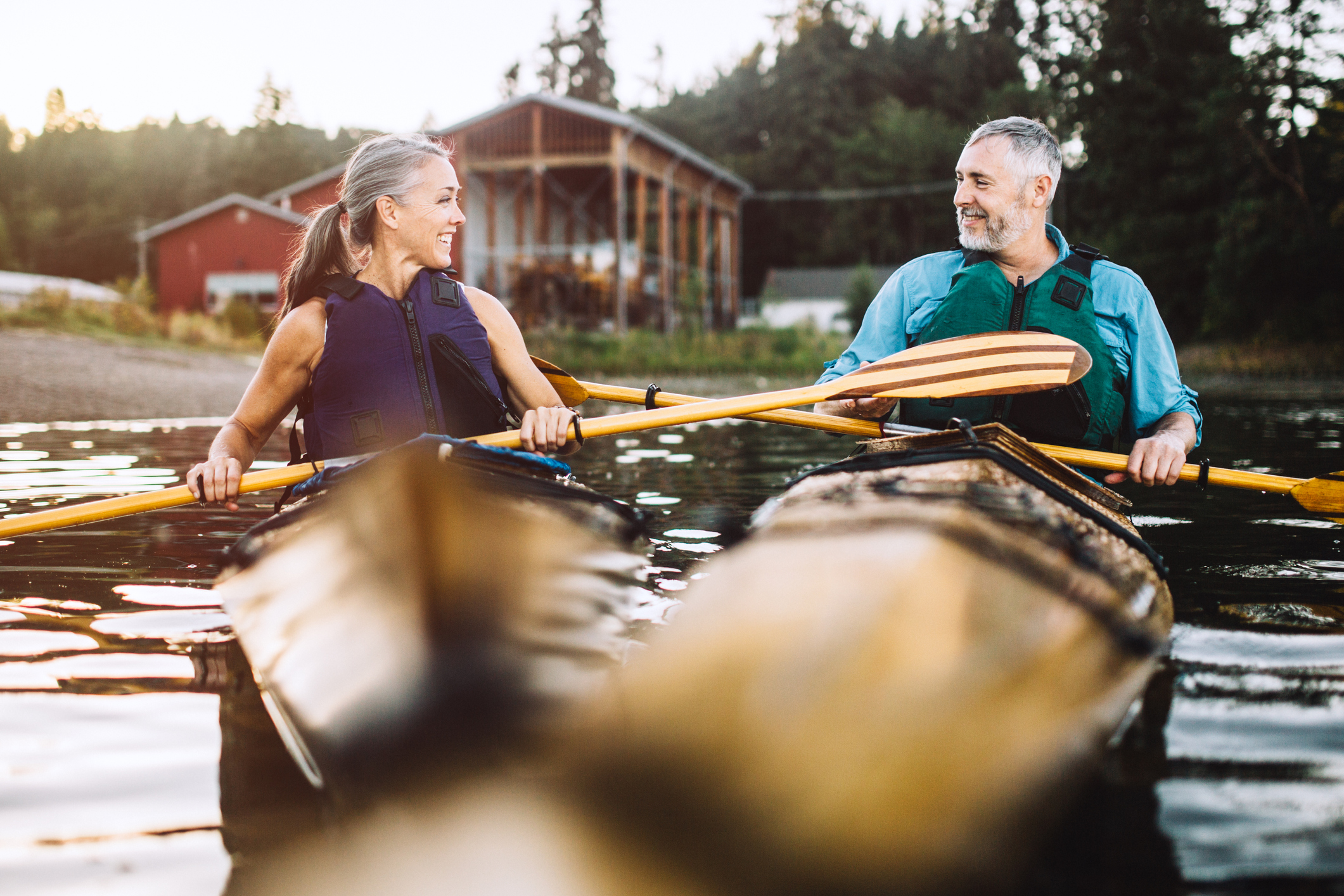 adult couple kayaking