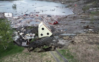 a house was overturned by the landslide in Alta, Norway