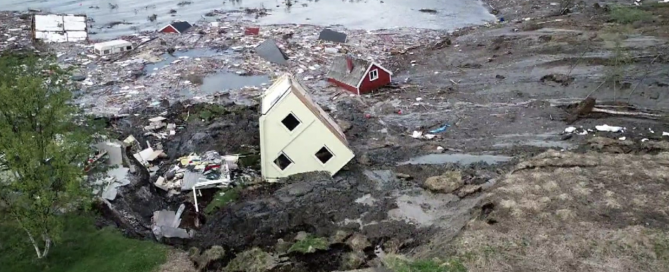 a house was overturned by the landslide in Alta, Norway