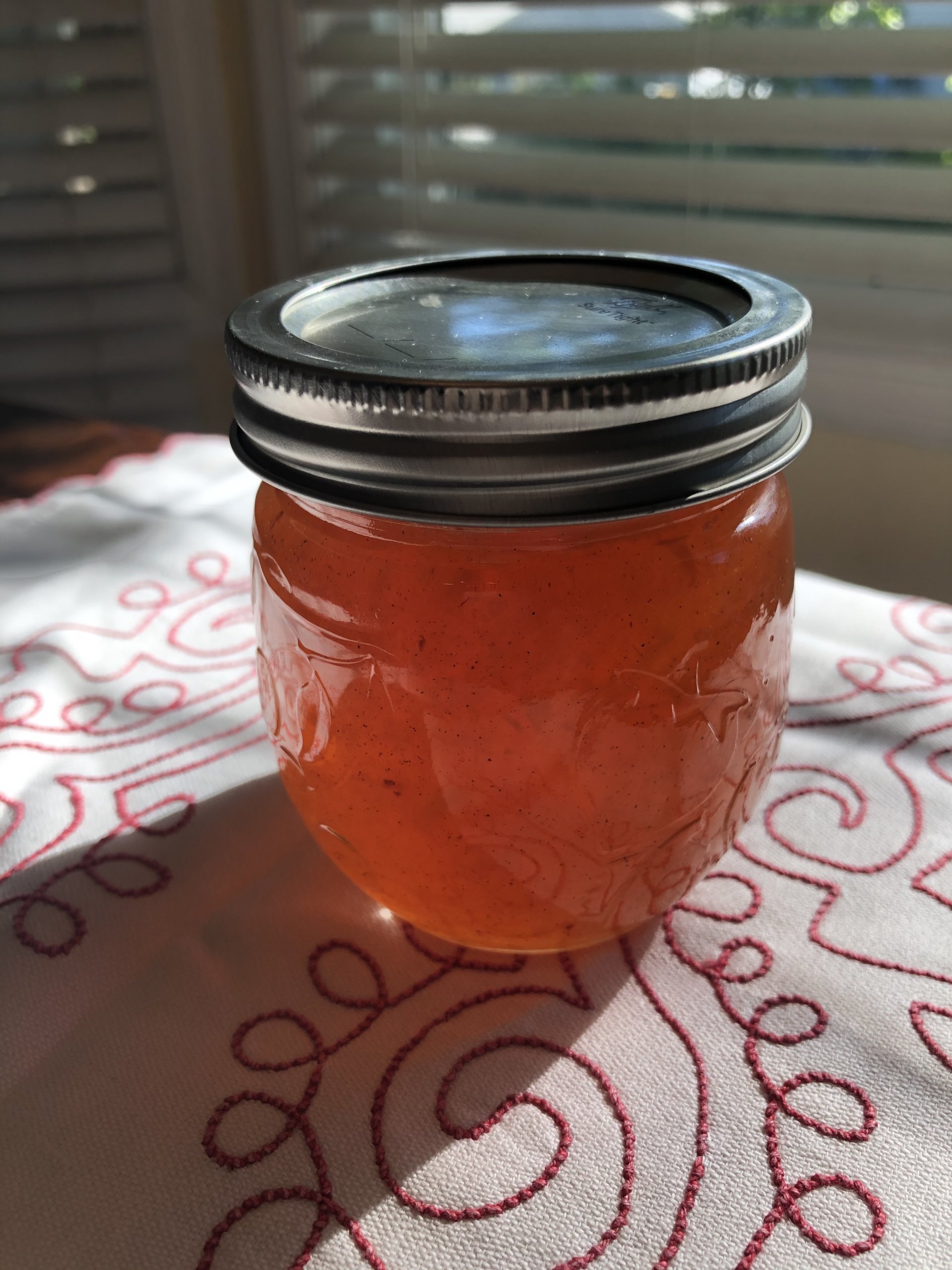 jar of jam on a table