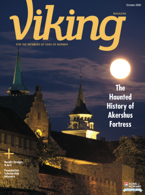 cover of Viking magazine Oct. 2020 with Akershus Fortress and a full moon