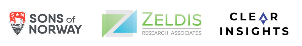 Sons of Norway, Zeldis Research and Clear Insights logos