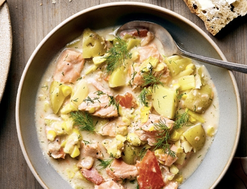 Salmon and Roasted Corn Chowder